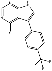 4-Chloro-5-(4-(trifluoromethyl)phenyl)-7H-pyrrolo[2,3-d]pyrimidine 化学構造式