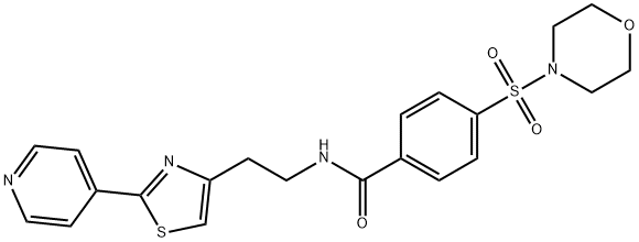 4-(morpholin-4-ylsulfonyl)-N-{2-[2-(pyridin-4-yl)-1,3-thiazol-4-yl]ethyl}benzamide 化学構造式