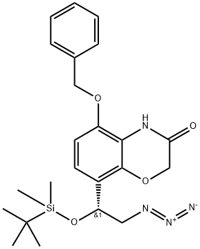 8-[(R)-2-azido-1-(tert-butyl-dimethyl-silanyloxy)-ethyl]-5-benzyloxy-4H-benzo[1,4]oxazin-3-one Struktur