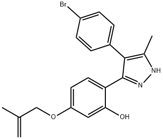 2-(4-(4-bromophenyl)-5-methyl-1H-pyrazol-3-yl)-5-((2-methylallyl)oxy)phenol Structure