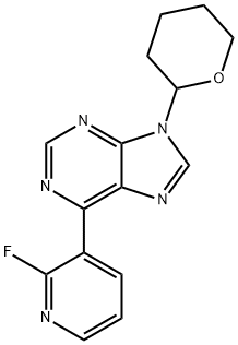 6-(2-Fluoropyridin-3-Yl)-9-(Tetrahydro-2H-Pyran-2-Yl)-9H-Purine 化学構造式