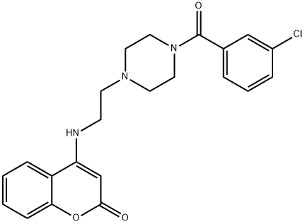 4-({2-[4-(3-chlorobenzoyl)-1-piperazinyl]ethyl}amino)-2H-chromen-2-one Struktur