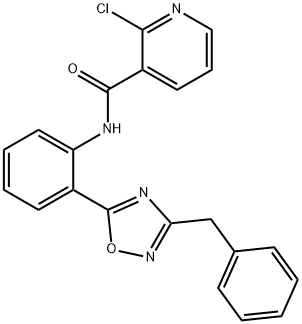 N-[2-(3-benzyl-1,2,4-oxadiazol-5-yl)phenyl]-2-chloropyridine-3-carboxamide Struktur