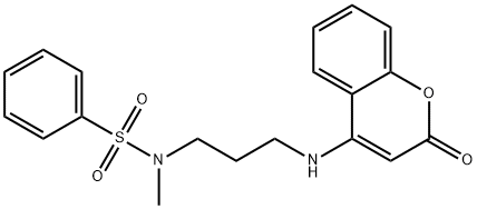 N-methyl-N-{3-[(2-oxo-2H-chromen-4-yl)amino]propyl}benzenesulfonamide Struktur