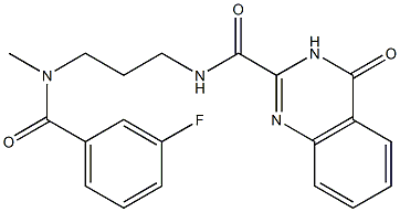 N-{3-[(3-fluorobenzoyl)(methyl)amino]propyl}-4-oxo-3,4-dihydro-2-quinazolinecarboxamide 结构式