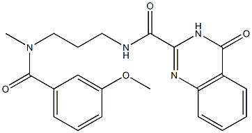 4-hydroxy-N-(3-{[(3-methoxyphenyl)carbonyl](methyl)amino}propyl)quinazoline-2-carboxamide 化学構造式