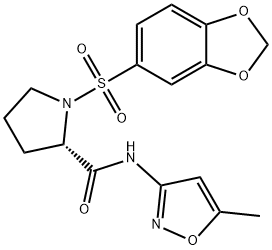 1-(1,3-benzodioxol-5-ylsulfonyl)-N-(5-methyl-1,2-oxazol-3-yl)-L-prolinamide Struktur