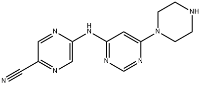 5-((6-(Piperazin-1-yl)pyrimidin-4-yl)amino)pyrazine-2-carbonitrile Struktur