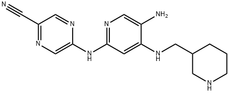 5-((5-Amino-4-((piperidin-3-ylmethyl)amino)pyridin-2-yl)amino)pyrazine-2-carbonitrile,1137476-36-8,结构式