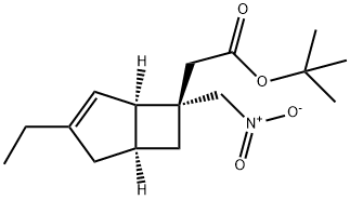 2-((1R,5S,6S)-3-乙基-6-(硝基甲基)双环[3.2.0]庚-3-烯-6-基)乙酸叔丁酯,1138246-18-0,结构式