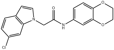 2-(6-chloro-1H-indol-1-yl)-N-(2,3-dihydro-1,4-benzodioxin-6-yl)acetamide,1144460-80-9,结构式
