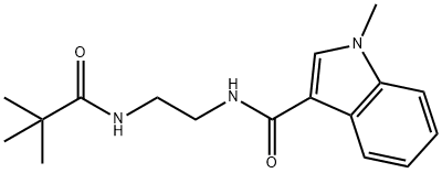 N-{2-[(2,2-dimethylpropanoyl)amino]ethyl}-1-methyl-1H-indole-3-carboxamide Struktur