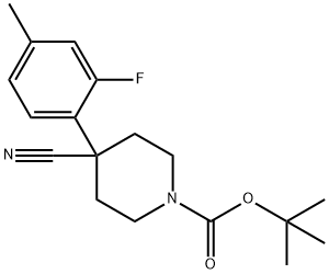 tert-Butyl 4-cyano-4-(2-fluoro-4-methylphenyl)piperidine-1-carboxylate Struktur