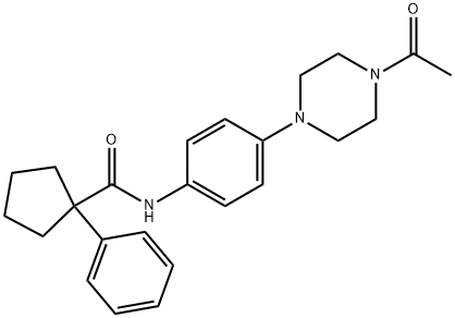 N-[4-(4-acetyl-1-piperazinyl)phenyl]-1-phenylcyclopentanecarboxamide Struktur