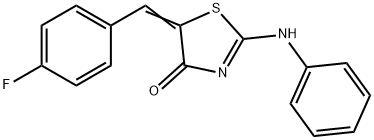 (2E,5Z)-5-(4-fluorobenzylidene)-2-(phenylimino)-1,3-thiazolidin-4-one 化学構造式