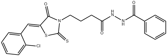 N'-{4-[(5Z)-5-(2-chlorobenzylidene)-4-oxo-2-thioxo-1,3-thiazolidin-3-yl]butanoyl}benzohydrazide Struktur