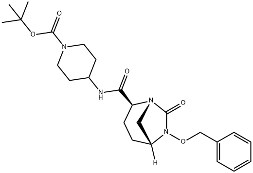 4-[[[(1R,2S,5R)-7-氧代-6-(苯基甲氧基)-1,6-二氮杂双环[3.2.1]辛烷-2-基]羰基]氨基]-1-哌啶羧酸叔丁酯,1174020-63-3,结构式