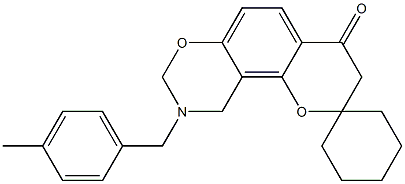 9-(4-methylbenzyl)-9,10-dihydro-8H-spiro[chromeno[8,7-e][1,3]oxazine-2,1'-cyclohexan]-4(3H)-one Struktur