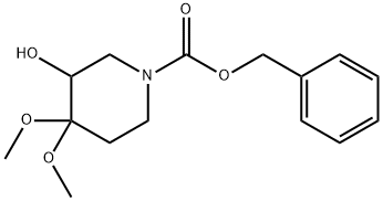 3-ヒドロキシ-4,4-ジメトキシピペリジン-1-カルボン酸ベンジル 化学構造式