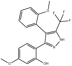 5-methoxy-2-[4-(2-methoxyphenyl)-5-(trifluoromethyl)-1H-pyrazol-3-yl]phenol,1187346-57-1,结构式