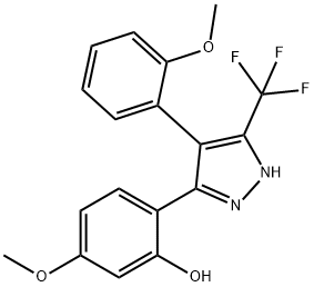 5-methoxy-2-[4-(2-methoxyphenyl)-5-(trifluoromethyl)-1H-pyrazol-3-yl]phenol Structure