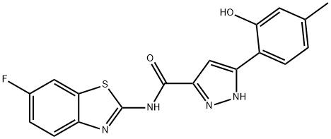 N-(6-fluoro-1,3-benzothiazol-2-yl)-3-(2-hydroxy-4-methylphenyl)-1H-pyrazole-5-carboxamide Struktur