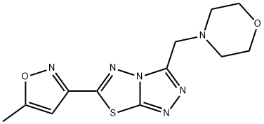 6-(5-methyl-1,2-oxazol-3-yl)-3-(morpholin-4-ylmethyl)[1,2,4]triazolo[3,4-b][1,3,4]thiadiazole Struktur