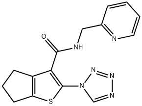 N-(pyridin-2-ylmethyl)-2-(1H-tetrazol-1-yl)-5,6-dihydro-4H-cyclopenta[b]thiophene-3-carboxamide Struktur