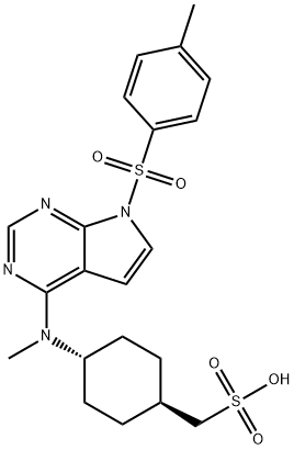 Cyclohexanemethanesulfonic acid, 4-[methyl[7-[(4-methylphenyl)sulfonyl]-7H-pyrrolo[2,3-d]pyrimidin-4-yl]amino]-, trans-,1208319-30-5,结构式