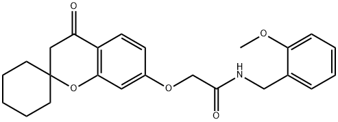 N-(2-methoxybenzyl)-2-[(4-oxo-3,4-dihydrospiro[chromene-2,1'-cyclohexan]-7-yl)oxy]acetamide Struktur