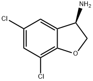 (3R)-5,7-ジクロロ-2,3-ジヒドロ-1-ベンゾフラン-3-アミン 化学構造式