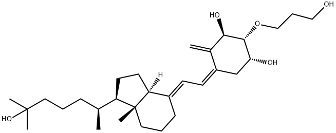 1,3-Cyclohexanediol, 2-(3-hydroxypropoxy)-4-methylene-5-[(2E)-2-[(1R,3aS,7aR)-octahydro-1-[(1S)-5-hydroxy-1,5-dimethylhexyl]-7a-methyl-4H-inden-4-ylidene]ethylidene]-, (1R,2R,3R,5Z)- 化学構造式