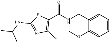 N-(2-methoxybenzyl)-4-methyl-2-(propan-2-ylamino)-1,3-thiazole-5-carboxamide Struktur