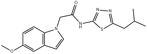 2-(5-methoxy-1H-indol-1-yl)-N-[(2E)-5-(2-methylpropyl)-1,3,4-thiadiazol-2(3H)-ylidene]acetamide Struktur