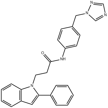 3-(2-phenyl-1H-indol-1-yl)-N-[4-(1H-1,2,4-triazol-1-ylmethyl)phenyl]propanamide Struktur