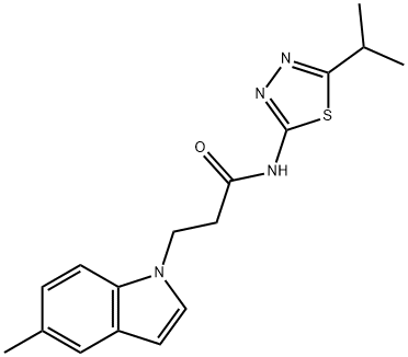 3-(5-methyl-1H-indol-1-yl)-N-[(2Z)-5-(propan-2-yl)-1,3,4-thiadiazol-2(3H)-ylidene]propanamide Struktur