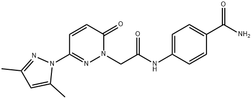 4-({[3-(3,5-dimethyl-1H-pyrazol-1-yl)-6-oxopyridazin-1(6H)-yl]acetyl}amino)benzamide Struktur