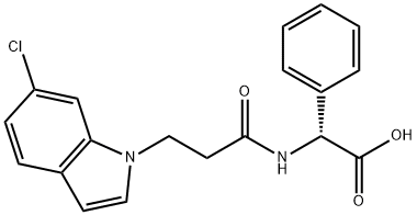 (2R)-{[3-(6-chloro-1H-indol-1-yl)propanoyl]amino}(phenyl)ethanoic acid Struktur