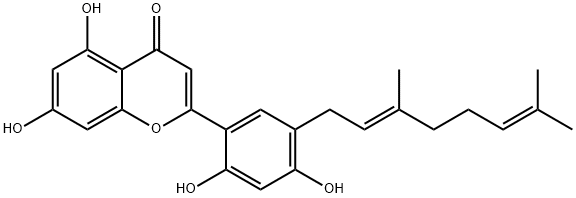 5'-Geranyl-5,7,2',4'-tetrahydroxyflavone Struktur