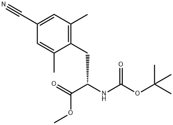 (S)-methyl 2-((tert-butoxycarbonyl)amino)-3-(4-cyano-2,6-dimethylphenyl)propanoate 化学構造式