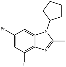 6-BROMO-1-CYCLOPENTYL-4-FLUORO-2-METHYL-1H-BENZO[D]IMIDAZOLE锛圵S200439锛,WUXI APPTEC",1231930-36-1,结构式