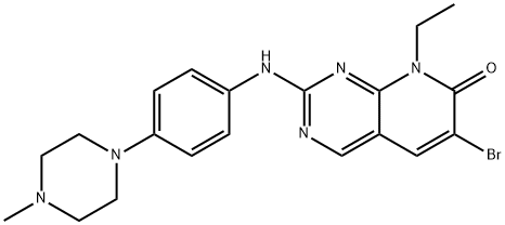 6-Bromo-8-ethyl-2-[[4-(4-methylpiperazin-1-yl)phenyl]amino]-8H-pyrido[2,3-d]pyrimidin-7-one 化学構造式