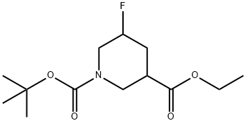 1-叔丁基 3-乙基 5-氟哌啶-1,3-二羧酸 结构式