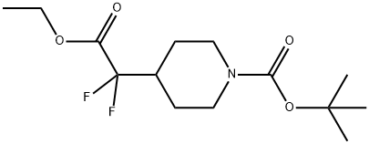 tert-butyl 4-(2-ethoxy-1,1-difluoro-2-oxoethyl)piperidine-1-carboxylate 化学構造式