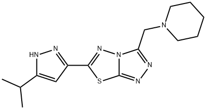 6-(5-isopropyl-1H-pyrazol-3-yl)-3-(1-piperidinylmethyl)[1,2,4]triazolo[3,4-b][1,3,4]thiadiazole 化学構造式