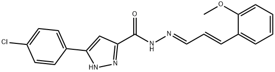 3-(4-chlorophenyl)-N'-[(1E,2E)-3-(2-methoxyphenyl)prop-2-en-1-ylidene]-1H-pyrazole-5-carbohydrazide 结构式