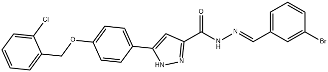 N'-[(E)-(3-bromophenyl)methylidene]-3-{4-[(2-chlorobenzyl)oxy]phenyl}-1H-pyrazole-5-carbohydrazide Structure