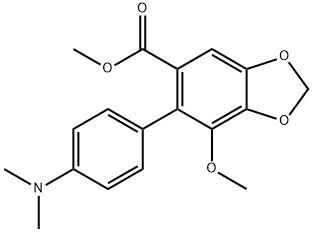 6-(4-Dimethylamino-phenyl)-7-methoxy-benzo[1,3]dioxole-5-carboxylic acid methyl ester 化学構造式