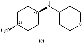 (1R*,4R*)-N1-(テトラヒドロ-2H-ピラン-4-イル)シクロヘキサン-1,4-ジアミン二塩酸塩 化学構造式