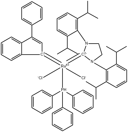 Dichloro[1,3-bis(2,6-diisopropylphenyl)-2-imidazolidinylidene](3-phenyl-1H-inden-1-ylidene)(triphenylphosphine)ruthenium(II) Structure